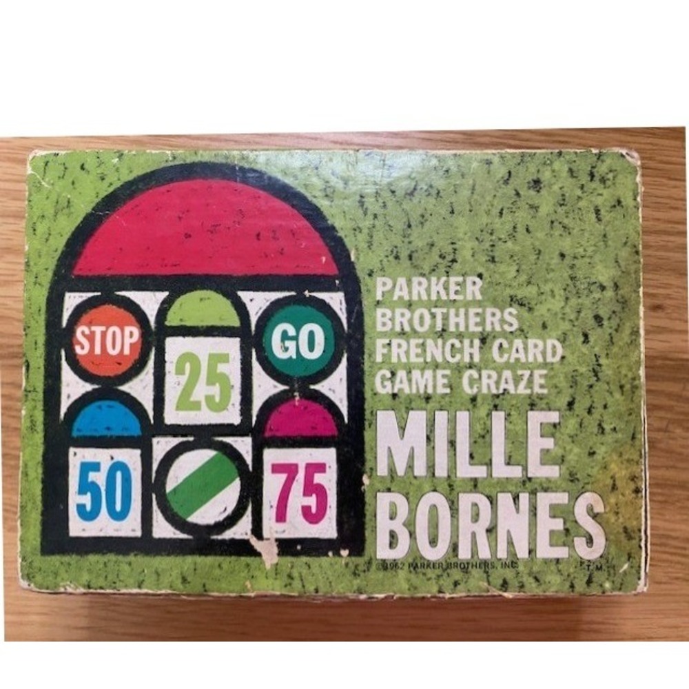 Parker Brothers Mille Bornes Card Game Vintage 1962 Green Good French Racing